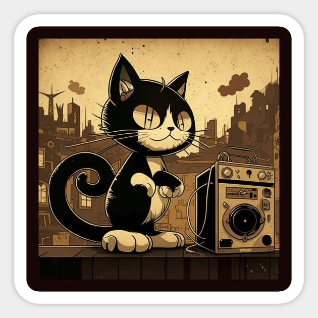 Vintage illustration of Felix The Cat Sticker by KOTYA